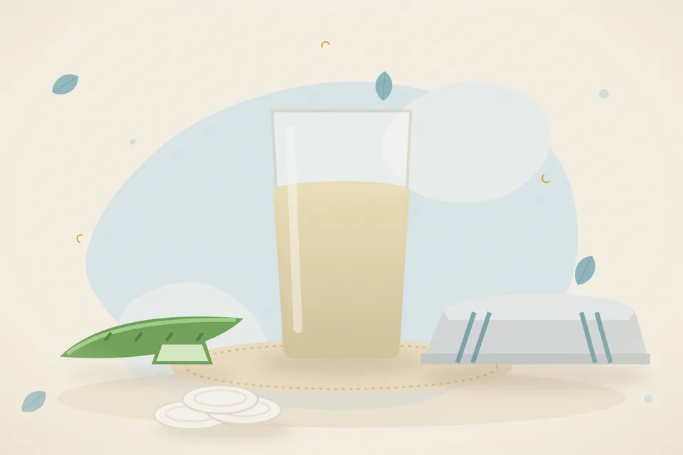 Illustrated still life with aloe vera, a folded cloth.