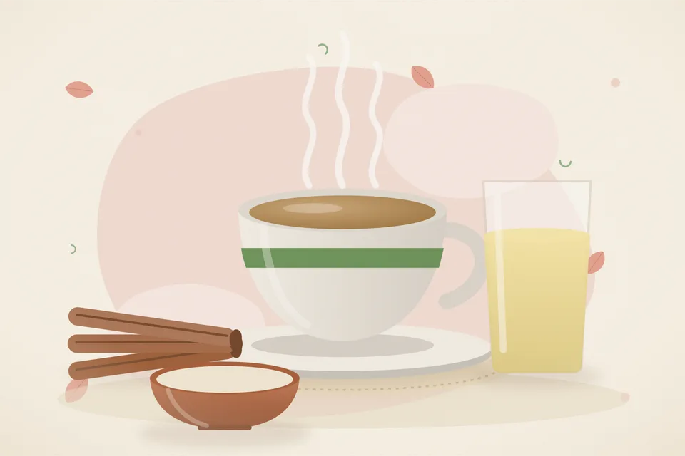 Illustrated still life with cinnamon.