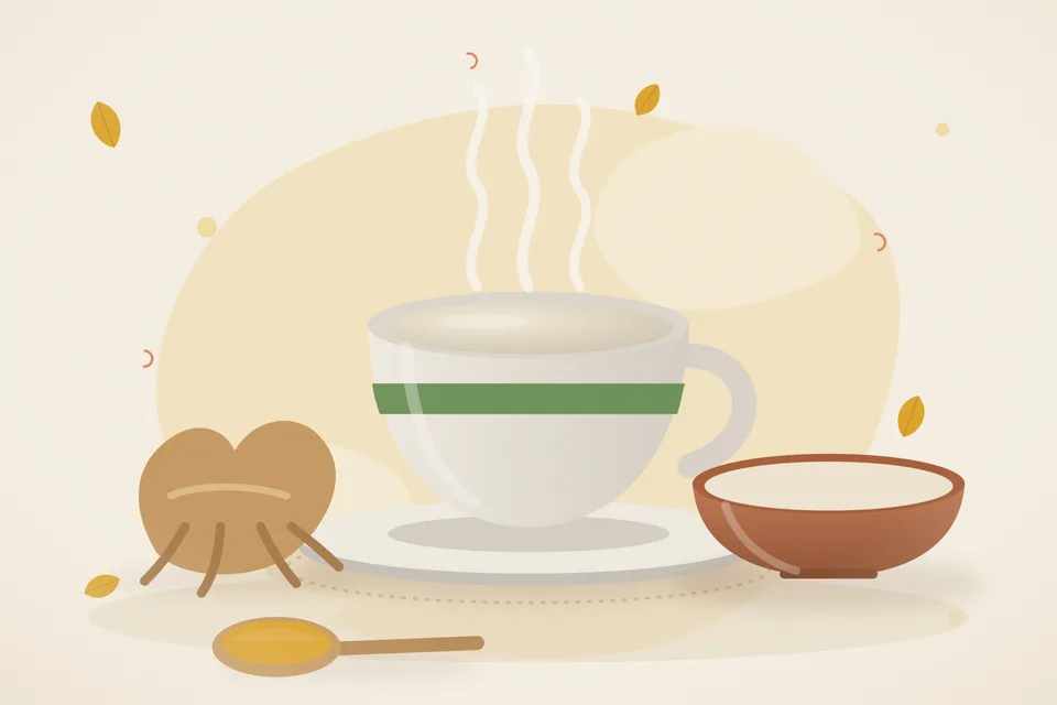 Illustrated still life with ashwagandha root.