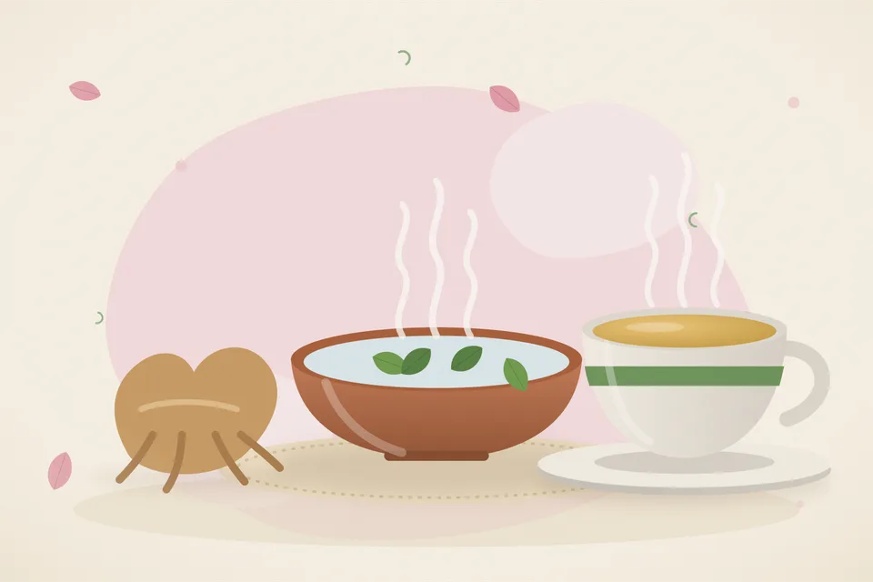 Illustrated still life with ashwagandha root.