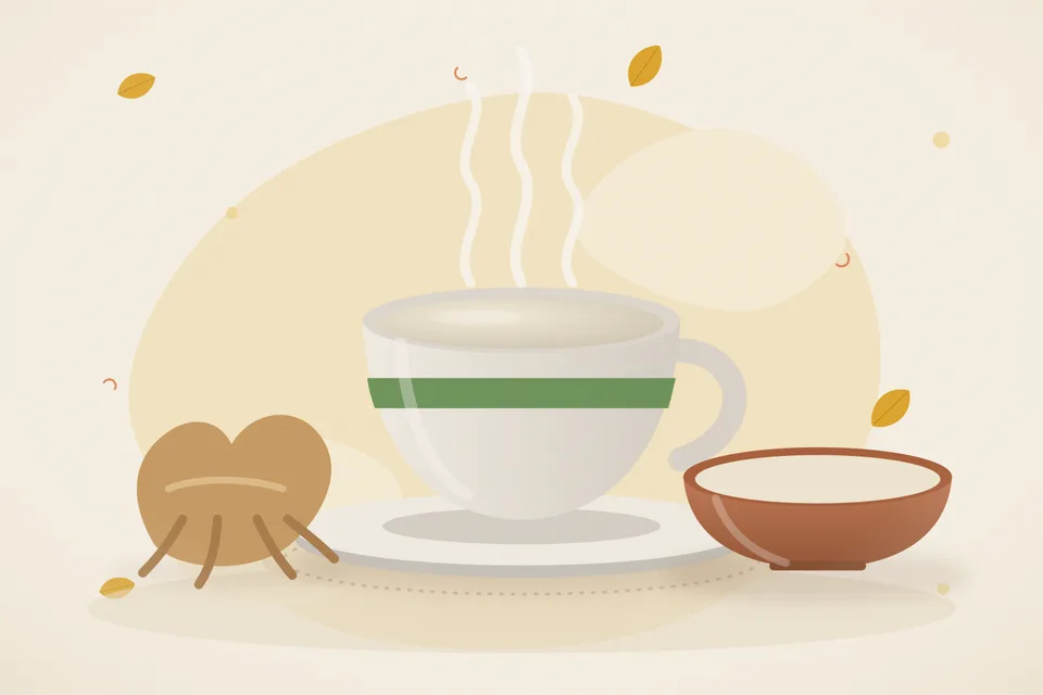 Illustrated still life with ashwagandha root.