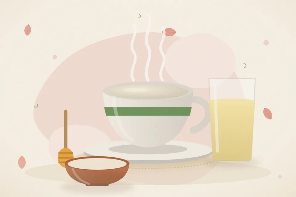 Illustrated still life with honey.