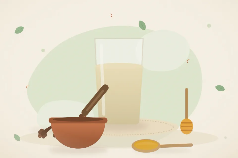 Illustrated still life with cloves, honey.