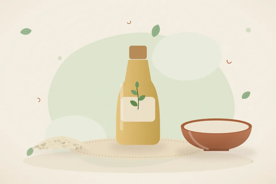 Illustrated still life with sesame seeds.