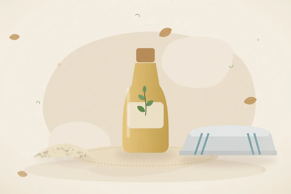 Illustrated still life with sesame seeds.