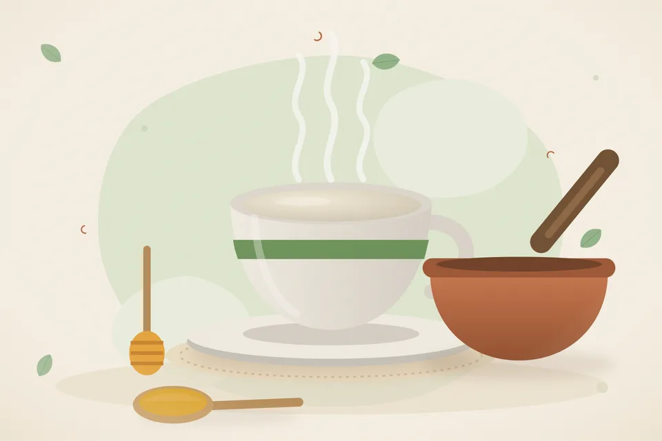 Illustrated still life with honey.
