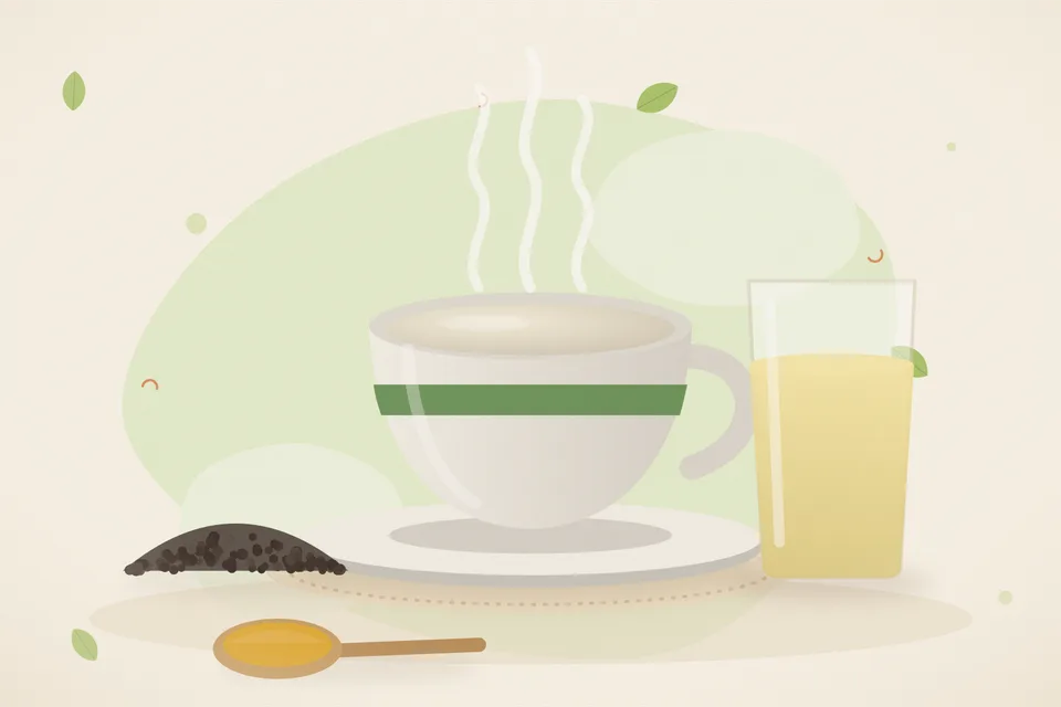 Illustrated still life with black pepper.