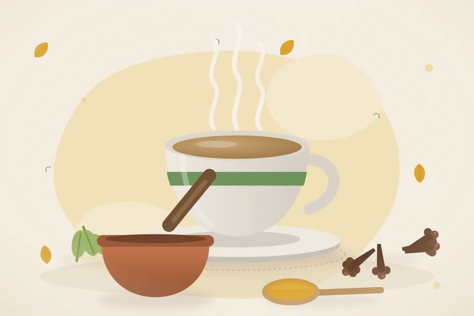 Illustrated still life with cardamom, cloves.