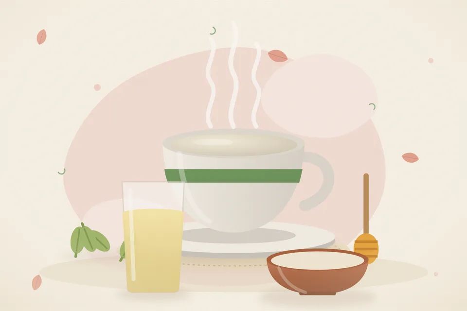 Illustrated still life with cardamom, honey.