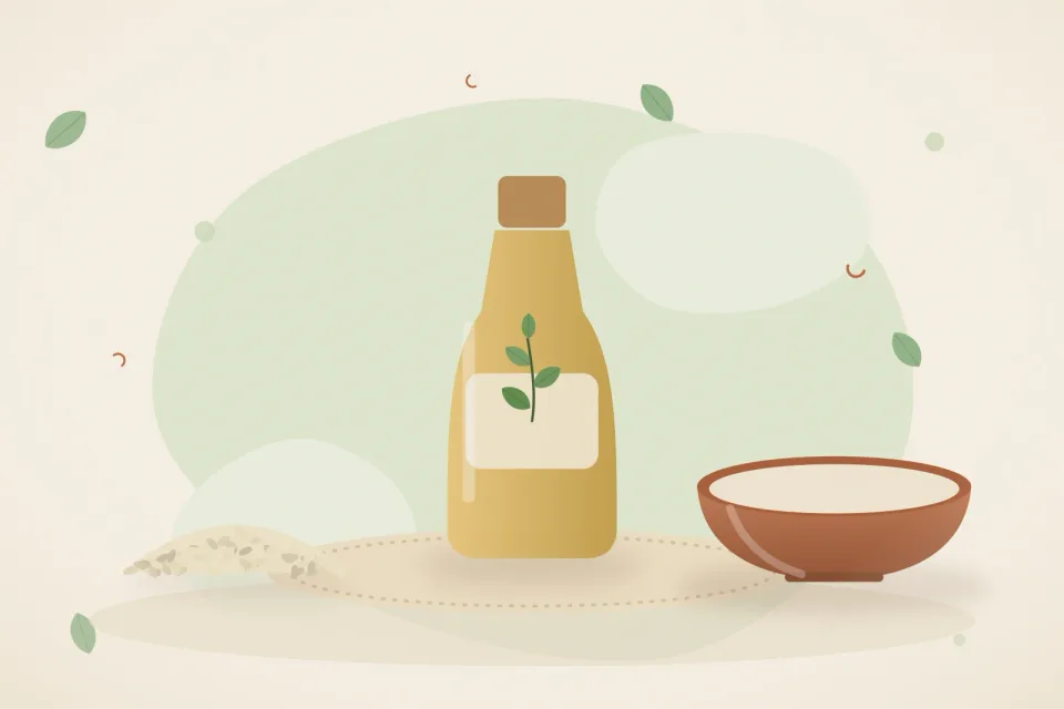 Illustrated still life with sesame seeds.