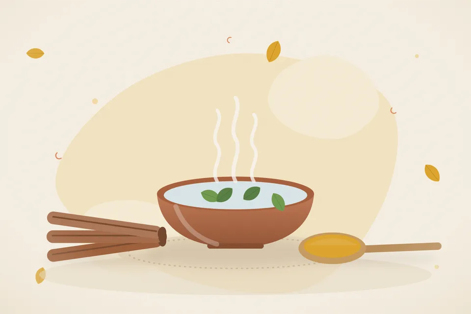 Illustrated still life with cinnamon.
