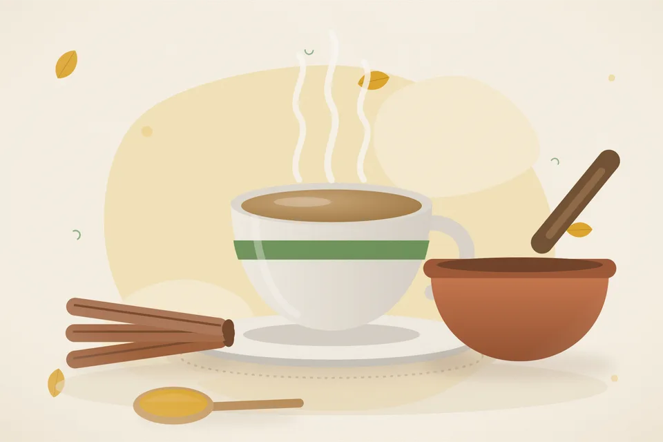 Illustrated still life with cinnamon.