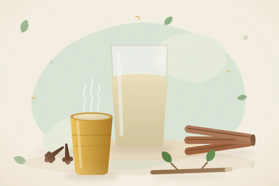 Illustrated still life with cloves, cinnamon.