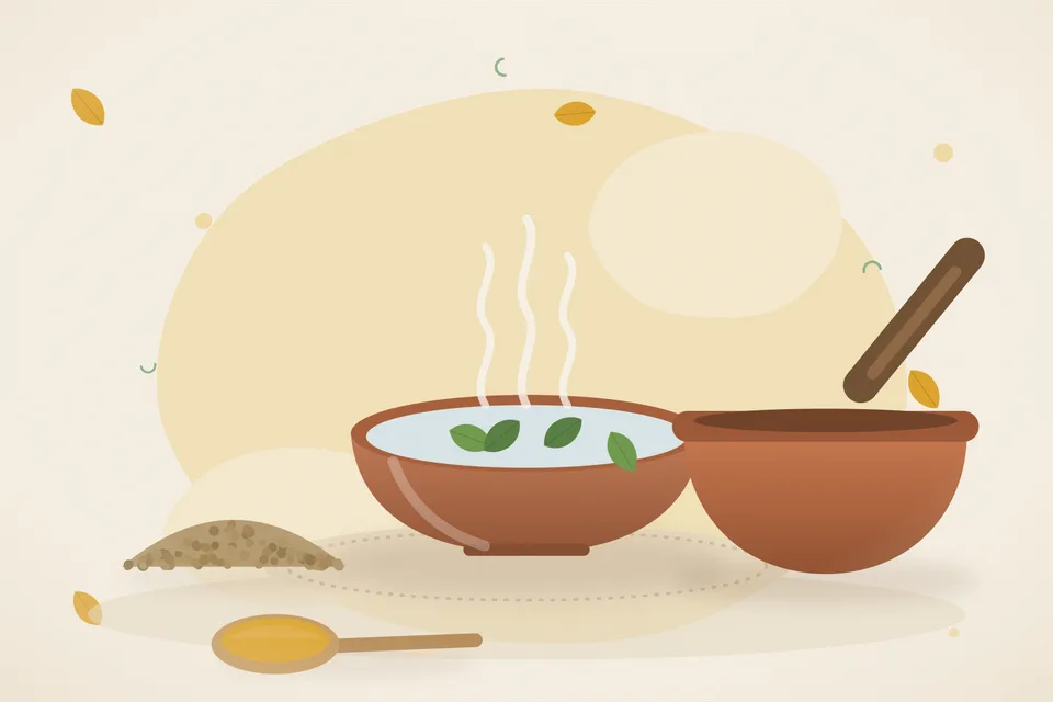 Illustrated still life with coriander seeds.