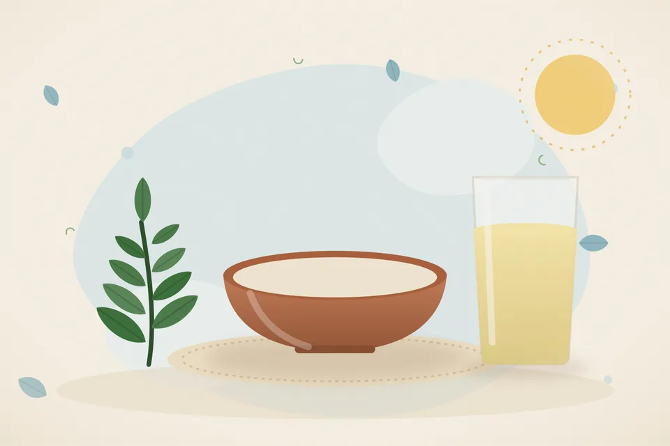 Illustrated still life with curry leaves.