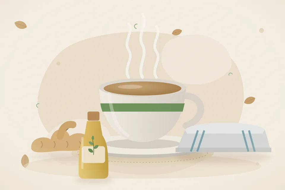 Illustrated still life with fresh ginger.