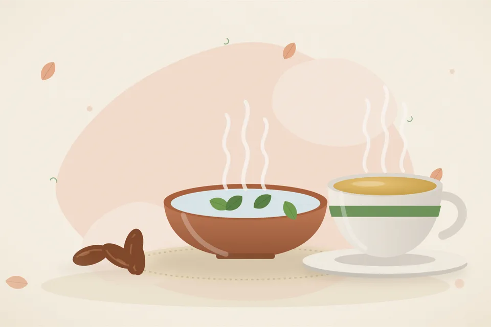 Illustrated still life with dates.