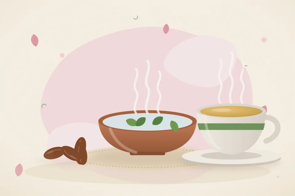 Illustrated still life with dates.