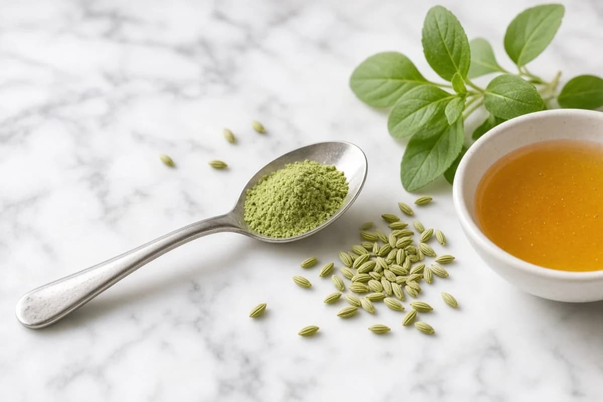 Illustrated still life with fennel seeds, honey.