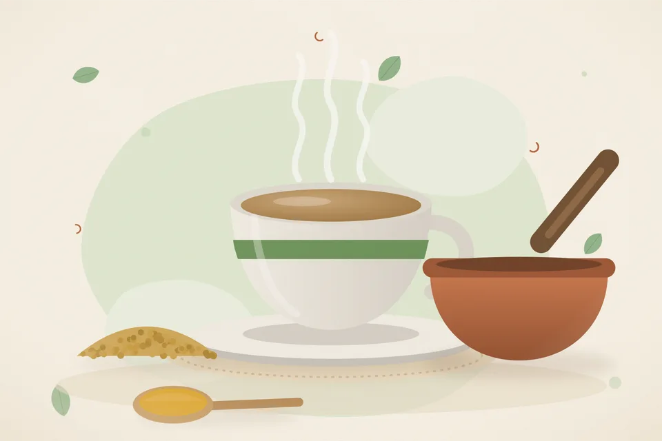 Illustrated still life with fenugreek seeds.