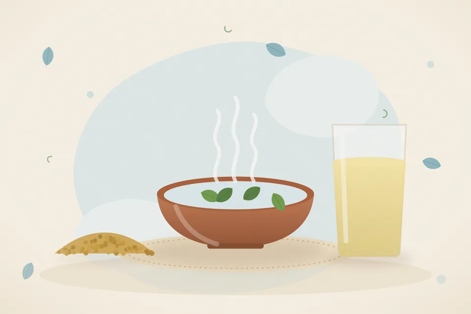 Illustrated still life with fenugreek seeds.