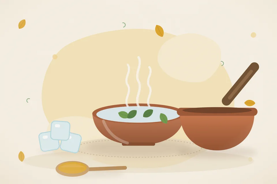 Illustrated still life with ice.
