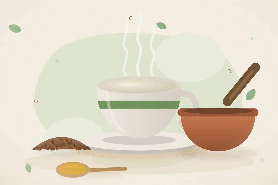 Illustrated still life with flaxseeds.