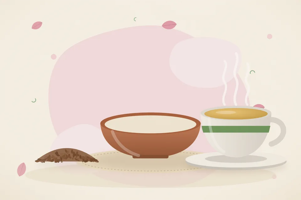Illustrated still life with flaxseeds.