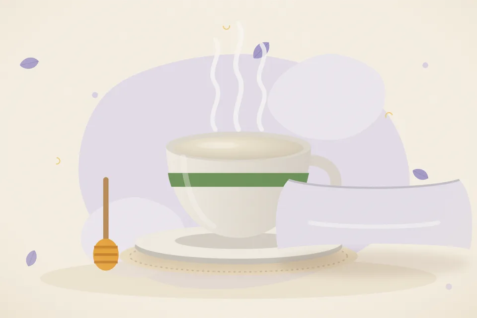 Illustrated still life with honey.