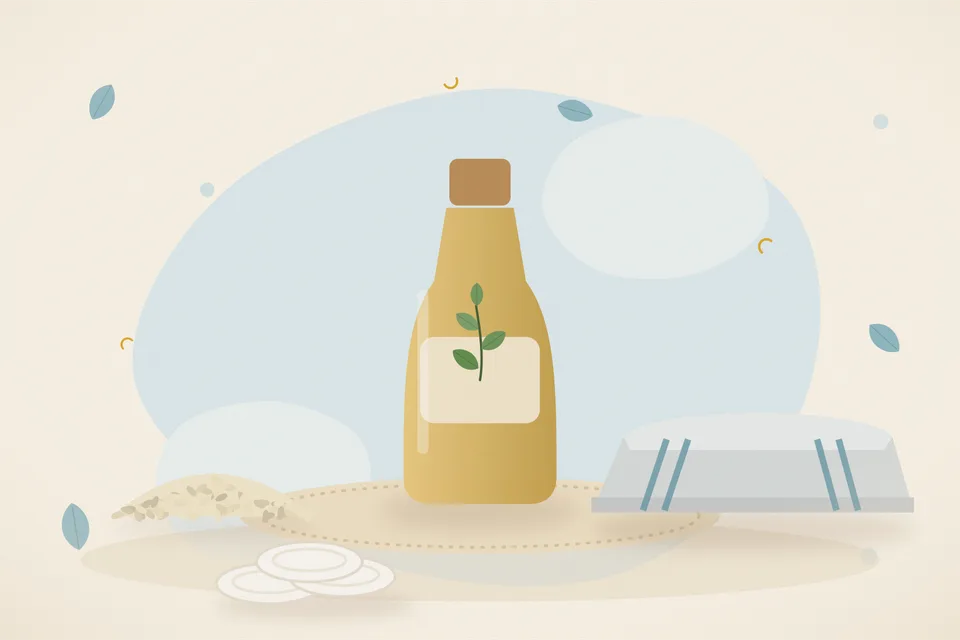Illustrated still life with sesame seeds.