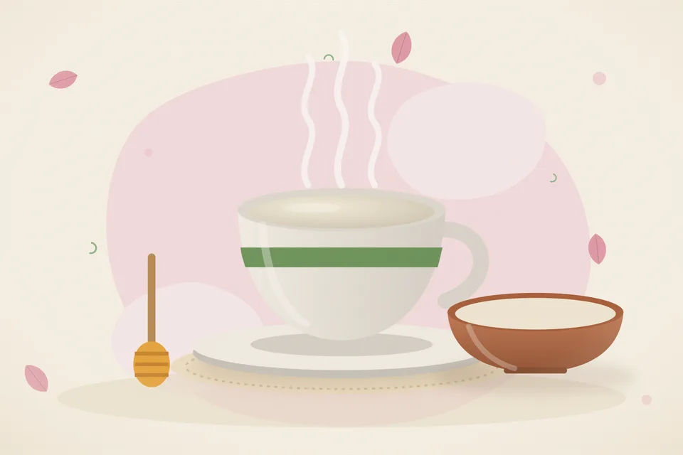 Illustrated still life with honey.
