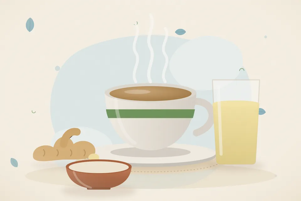 Illustrated still life with fresh ginger.