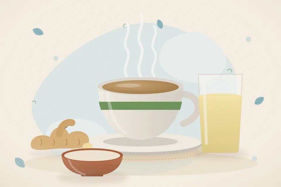 Illustrated still life with fresh ginger.