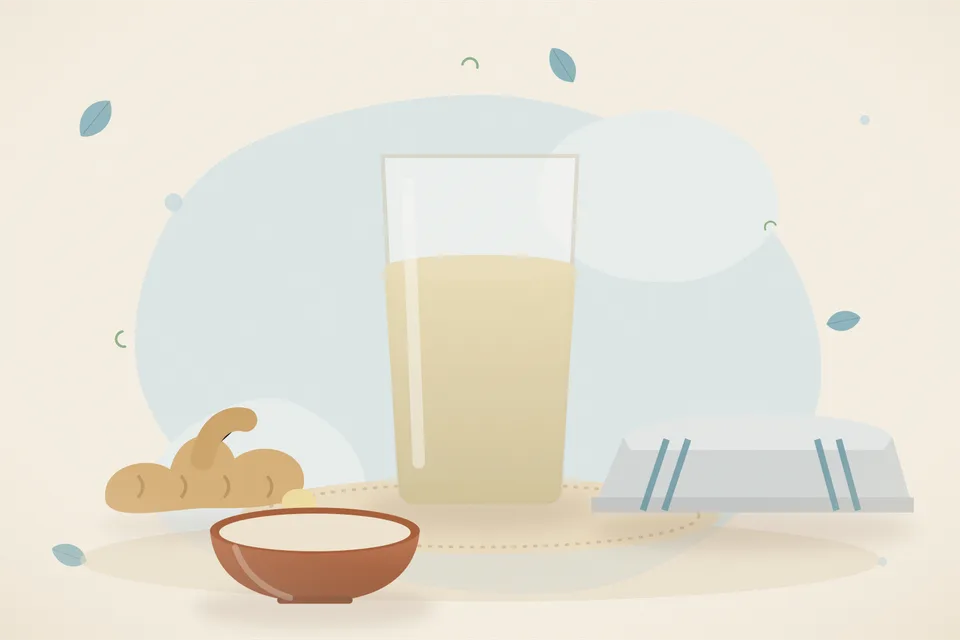 Illustrated still life with fresh ginger.