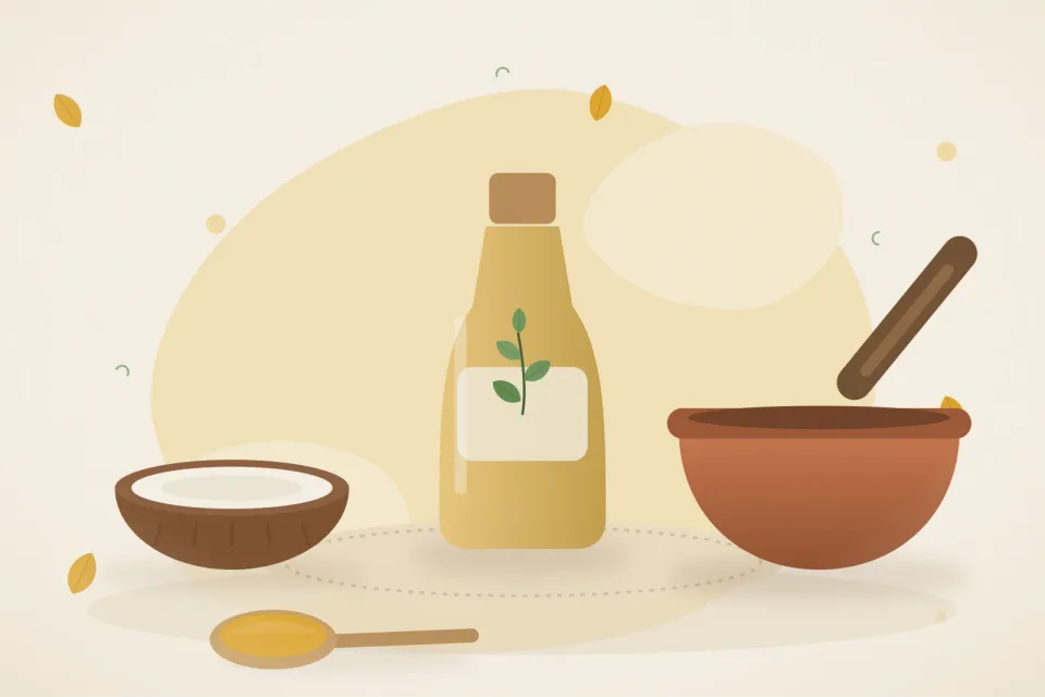 Illustrated still life with coconut.