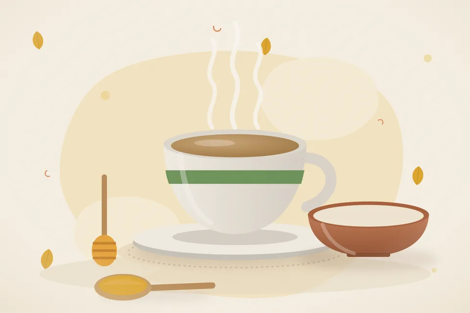Illustrated still life with honey.