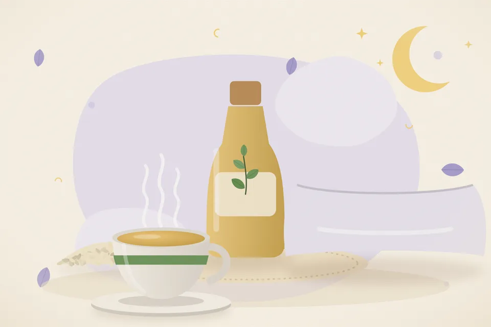 Illustrated still life with sesame seeds.