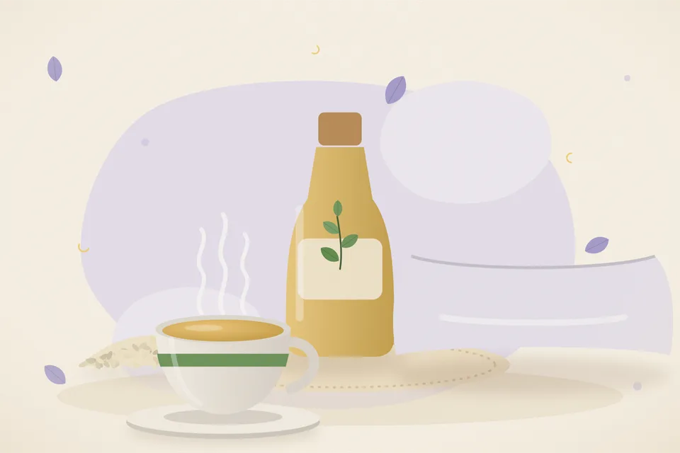 Illustrated still life with sesame seeds.