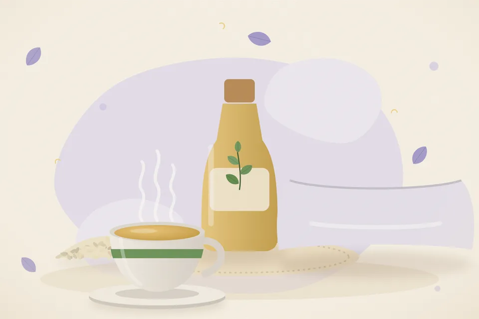 Illustrated still life with sesame seeds.