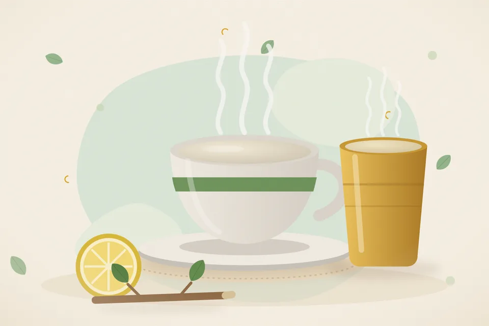 Illustrated still life with lemon.