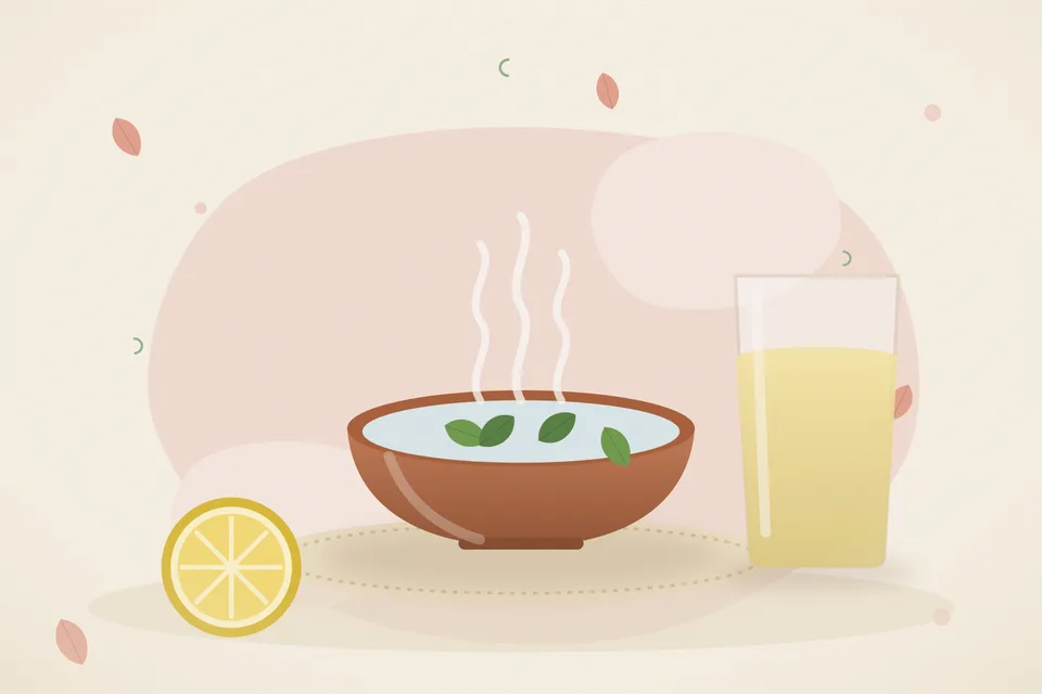 Illustrated still life with lemon.