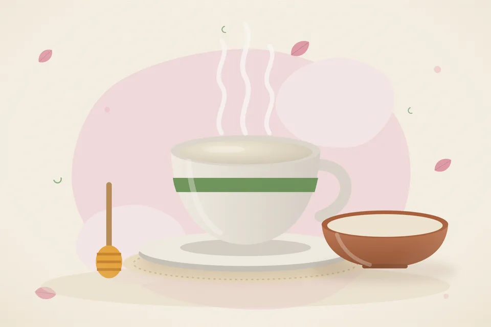 Illustrated still life with honey.