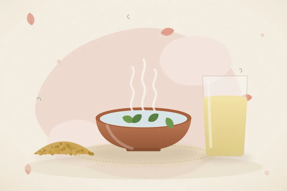 Illustrated still life with fenugreek seeds.