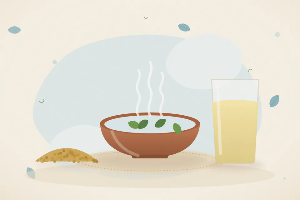 Illustrated still life with fenugreek seeds.
