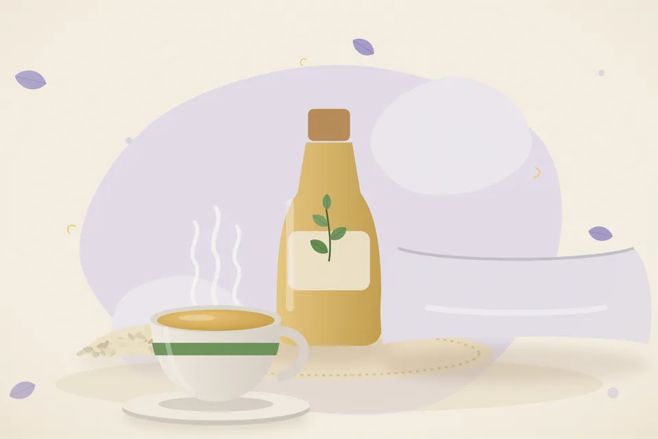 Illustrated still life with sesame seeds.