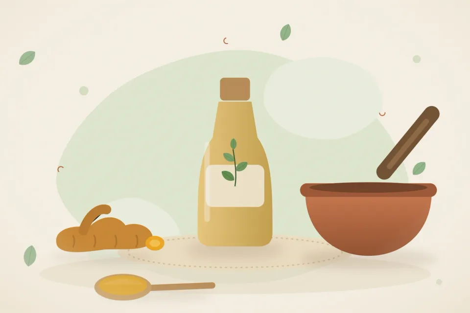 Illustrated still life with turmeric root.