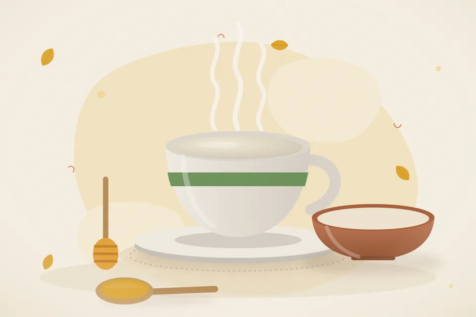 Illustrated still life with honey.