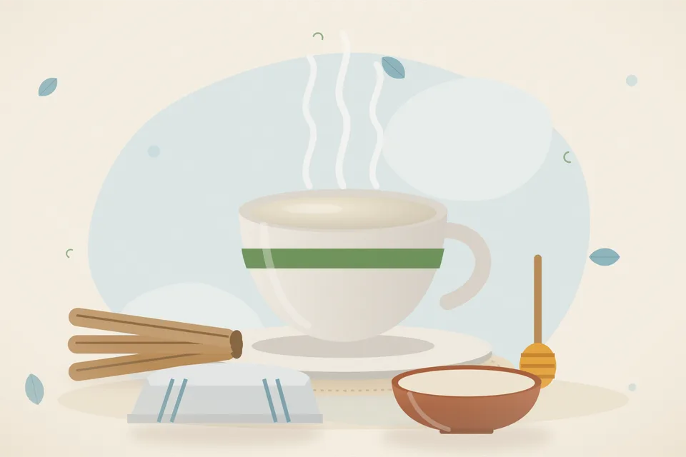 Illustrated still life with mulethi root, honey.