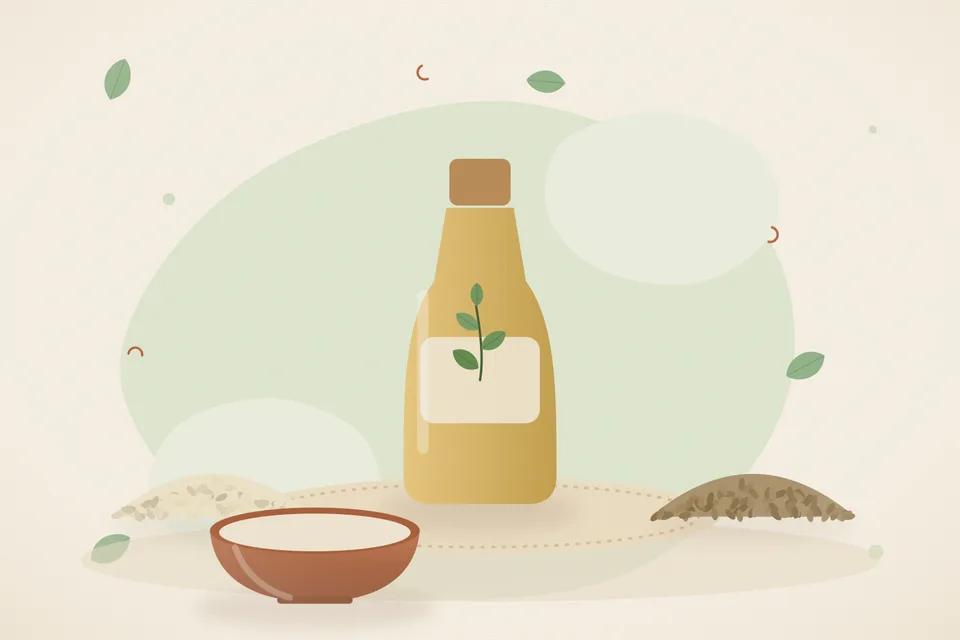 Illustrated still life with sesame seeds, ajwain seeds.