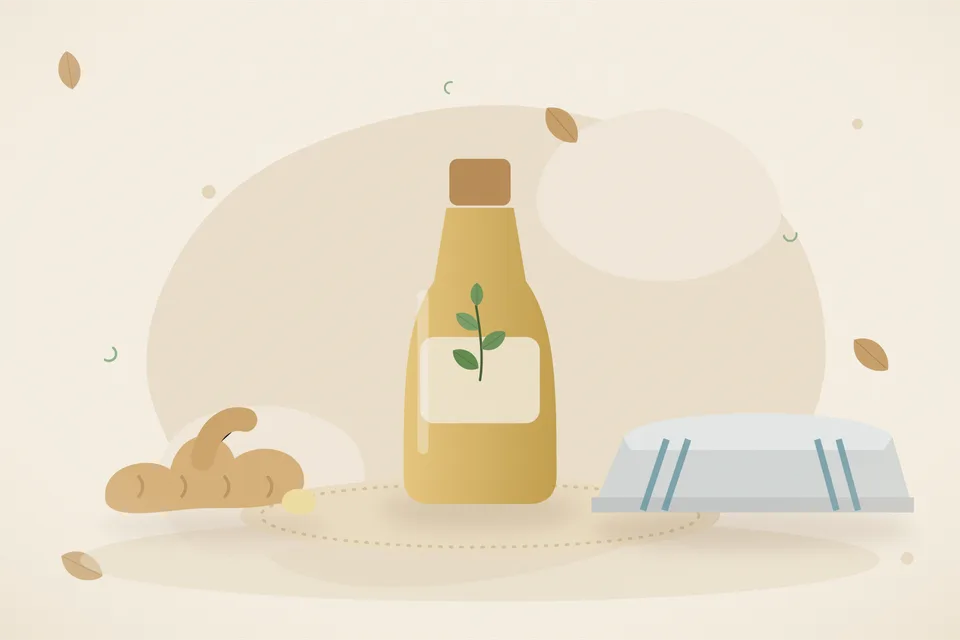 Illustrated still life with fresh ginger.